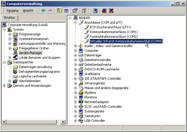 IrCOMM2k im Gerätemanager